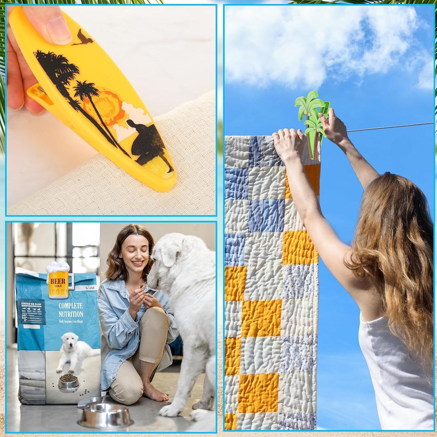 Honoson 12 Pcs Beach Towel Clips Beach Chairs Clips Plastic Swimming Pool Towel Holders Jumbo Size Funny Clothespins for Patio Holiday Pool Blanket Decoration (Stylish)