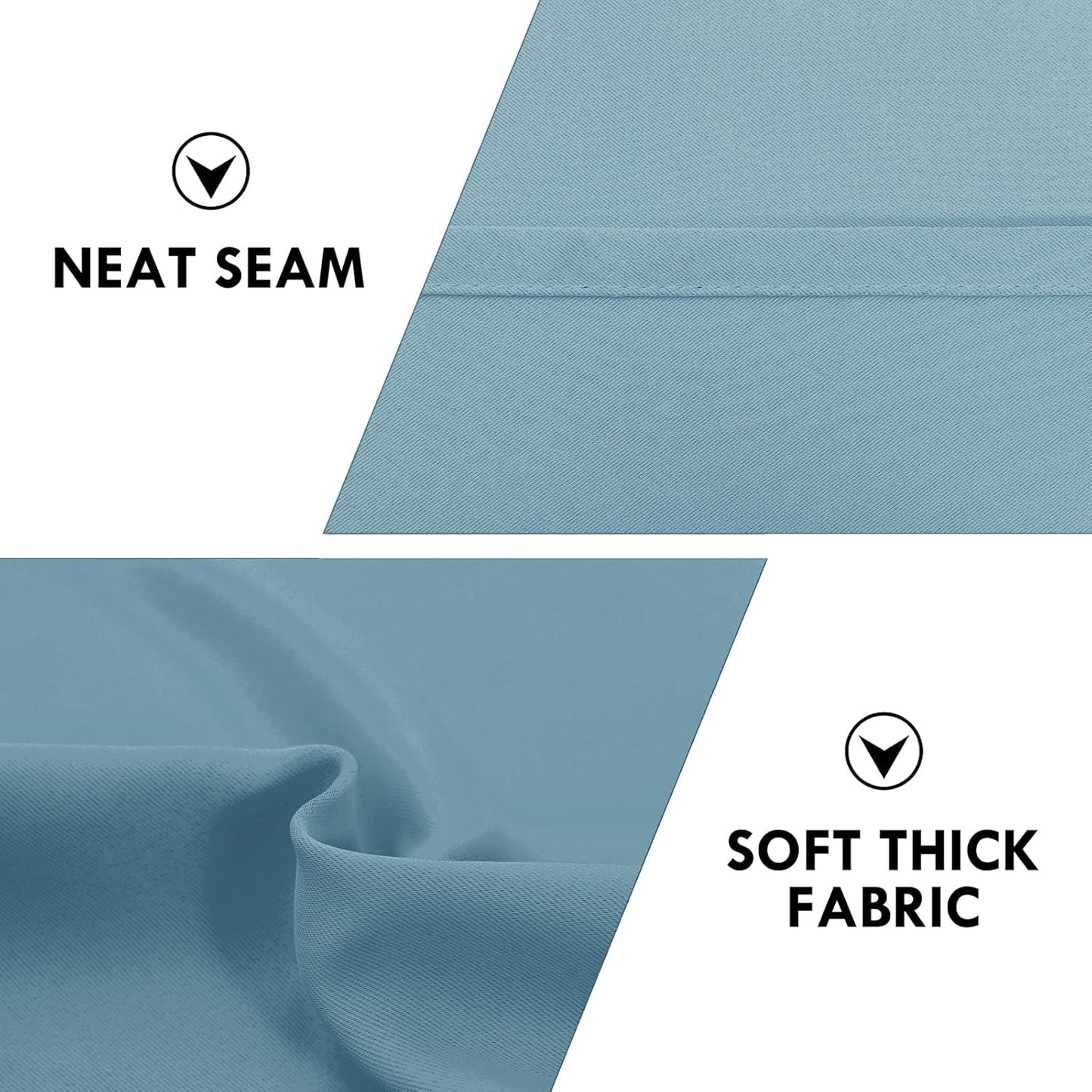 DWCN Blackout Curtains for Living Room Thermal Insulated, Energy Saving & Noise Reducing Bedroom Curtains, Stone Blue, W 42x L 54 Inch, Set of 2 Rod Pocket Curtain Panels