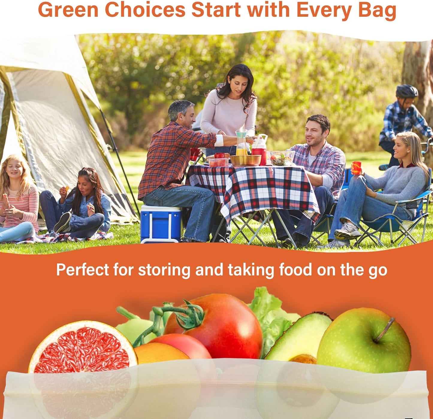 Compostable Food Storage Bags, Large Gallon Resealable Freezer Bags, 60 Count, 10.5 x 10.6 inches, Extra Thick and Reusable, Eco-Friendly, Certified US BPI ASTM D6400 Europe OK Compost