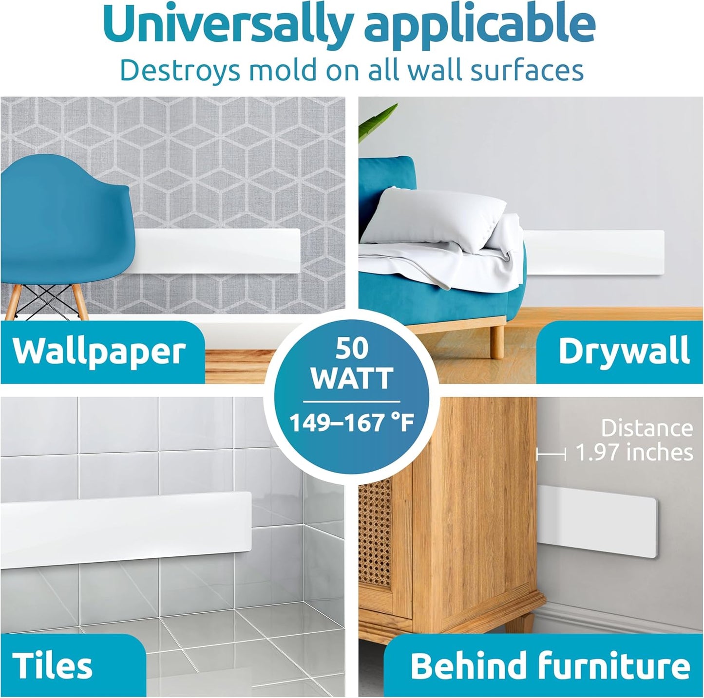 ELIAS Mold killer - Black mold remover for walls without chemicals - Wall heating for every room - Powerful anti-mold heating as an alternative to moldspray - Permanently mold-free (1)