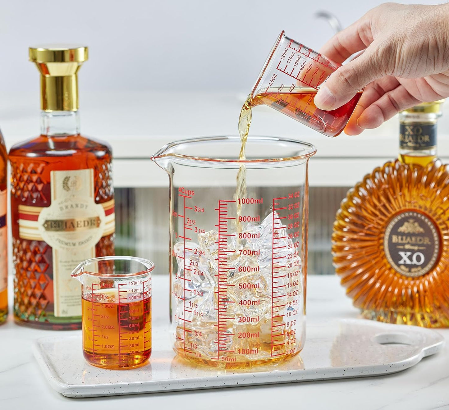 High Borosilicate Glass Measuring Cup-V-Shaped Spout,Glass Measuring Beaker for Kitchen or Restaurant, Easy to Read, 120 ML (4 Oz)-Pack of 2