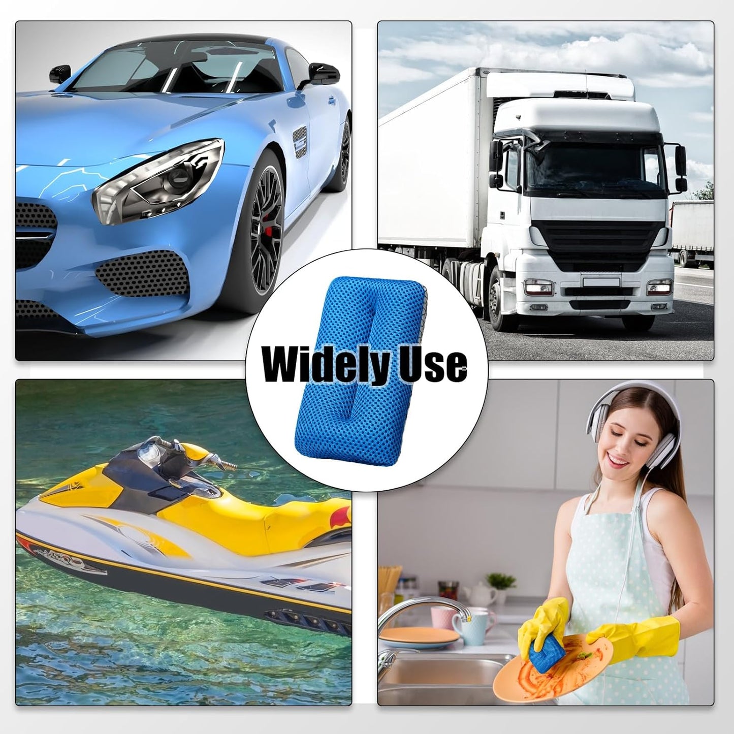 Two Sided Bug and Tar Sponge Microfiber Bug Scrubber Car Sponge for Washing Soft Mesh, Scratch Free for Car, Truck, SUV, RV, Boat, and Motorcycle(5 Pcs)