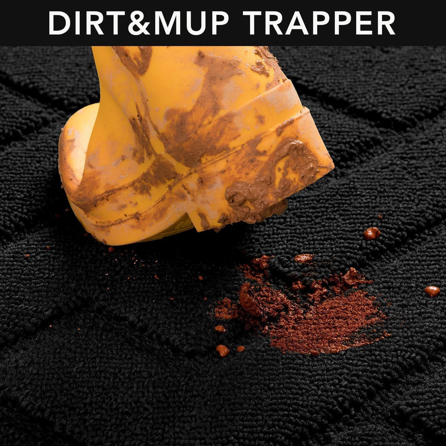 hicorfe Indoor Doormat,Welcome Door Mat TPR Backing Non Slip Mats 20"x31.5" Absorbent Resist Dirt Entrance Doormat Inside Floor for Entryway Washable Low-Profile (Black)