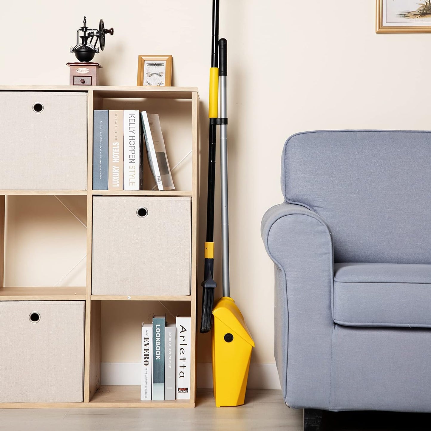 Yocada Commercial Broom and Dustpan Set with Windproof Cover Commercial Outdoor Indoor for Courtyard Garage Lobby Mall Market Floor Home Kitchen Room Office Pet Hair Rubbish