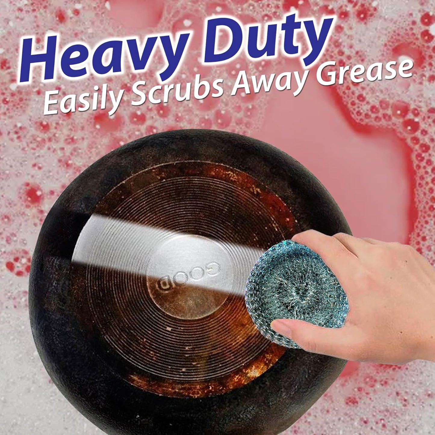 5 Pcs ESSPERTA Stainless Steel Wool Scrubber,5 Steel Scrubber Wool Pads for Cleaning Dishes, Metal Scrubber Pot Scrubbers Can Clean Iron Pots, Stoves, Barbecue Grills, Wash Sink