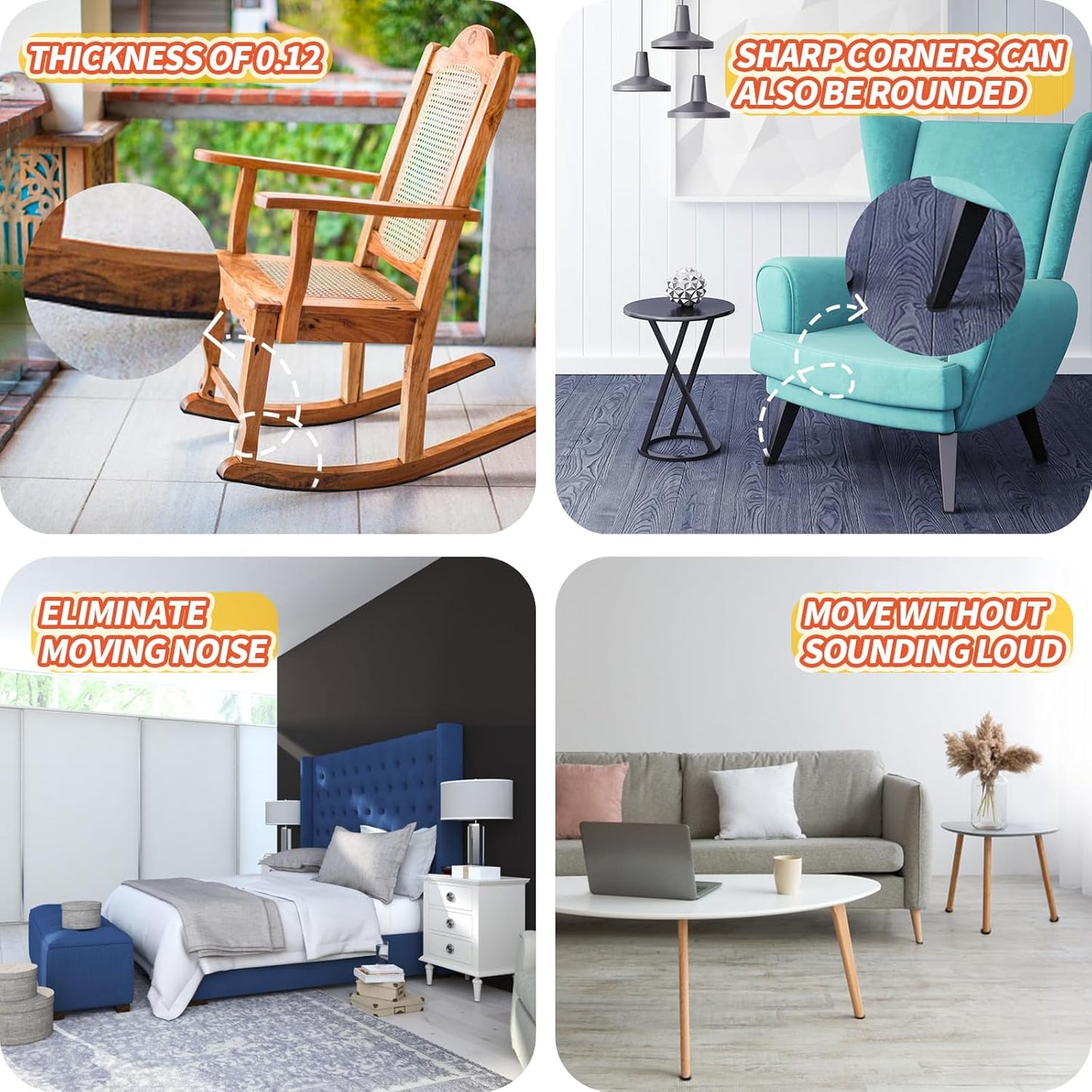 Felt Furniture Pads, Non Slip Self Adhesive Cuttable Furniture Pads Black Heavy Duty Felt Tape Strip Roll for Protecting Hardwood Floors Chair Wall Protector (40 x 5 x 0.12 Inch)