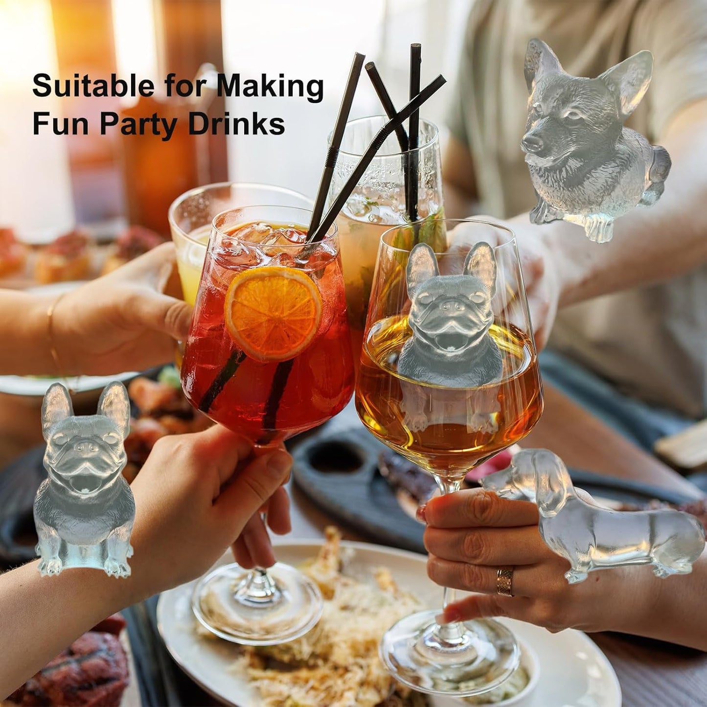 3D French Bulldog Ice Cube Molds Tray Silicone for Whiskey, Cocktail, Coffee Juice Drink; Fun Animal Shape, Christmas Gifts for Bulldog Lovers, Women, Kids; Chocolate Epoxy Resin Molds 2 Pack