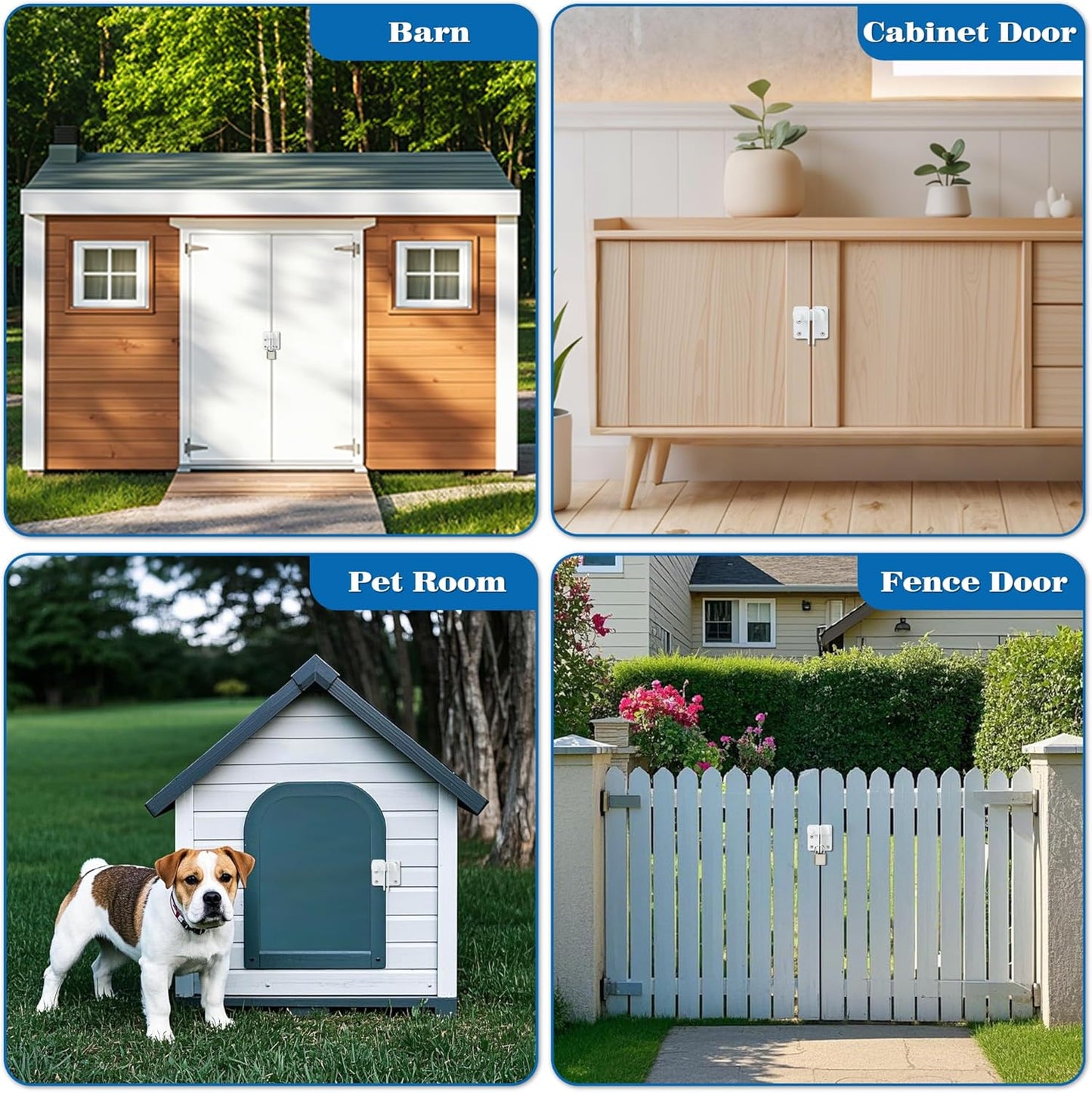 Alise Flip Latch,Gate Latches Slide Bolt Latch Safety Door Lock Catch for Barn Cabinet Pet Cage Wood Fence Bathroom Garage Window,SUS304 Stainless Steel Gate Hardware Locks,White Finish MS5009-W