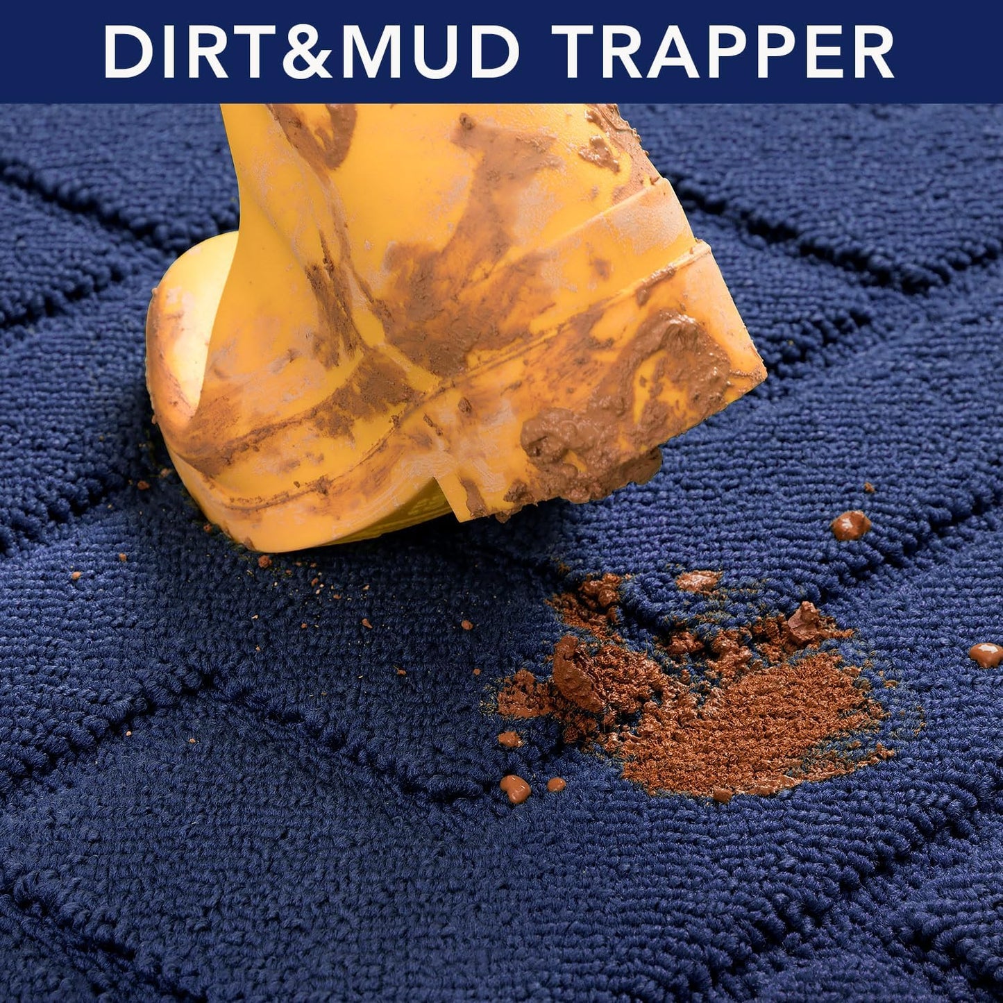 hicorfe Front Door Mat Outside Entrance,36"x59" Absorbent Muddy Dirt Resist Welcome Door Mats Outdoor Indoor,Stain and Fade Resistant,Non Slip Backing Entry Mat Doormat for Entryway(Navy Blue)