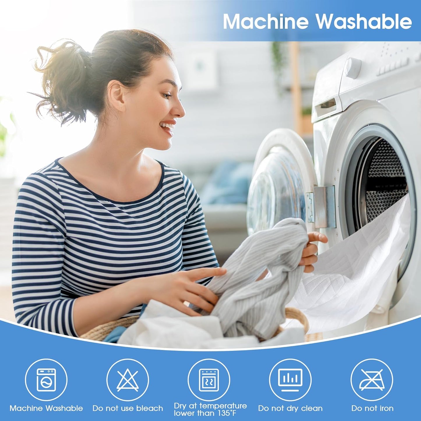 Hanherry 100% Waterproof Mattress Protector Queen Size, Mattress Cover 3D Air Fabric Cooling Mattress Pad Cover Smooth Soft Breathable Noiseless, 8''-21'' Deep Pocket