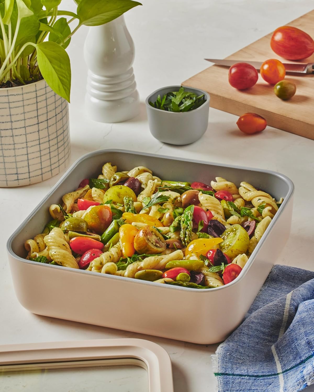 Caraway 6pc Glass Food Storage Set – 10 Cup Food Containers (6) - Ceramic Coated - Non Toxic, Non Stick with Lids - Microwave Safe - Gray