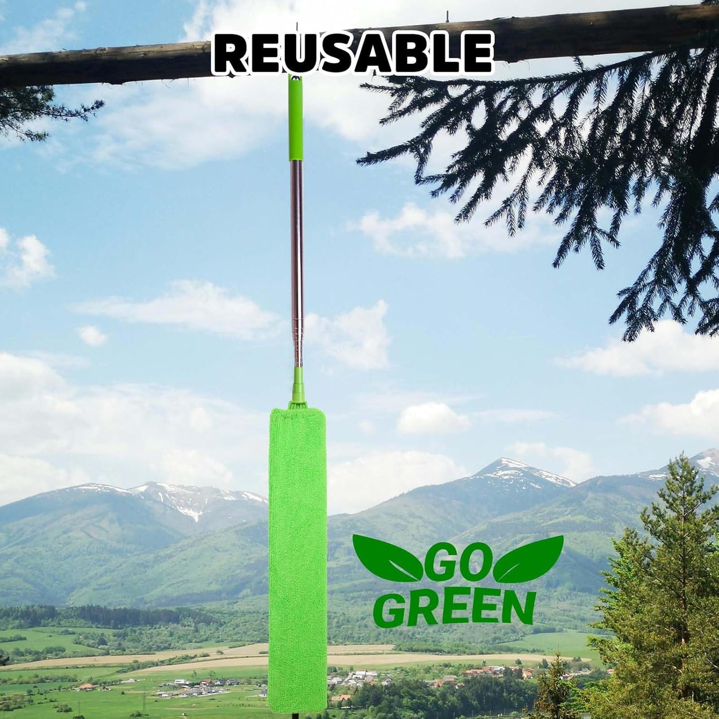 Retractable Gap Dust Cleaner Under Appliance Cleaning Tool, Bafezoze Flat Duster for Under Refrigerator Fridge Stove Couch Bed, Skinny Thin Duster for Tight Spaces