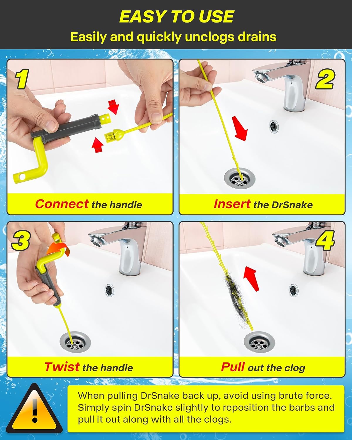 35inch Drain Clog Remover, Drain Cleaner Hair Clog Remover with Rotating Handle and 7 Refills, Drain Hair Remover Plumbing Snake, Easy and Quick Unclog Bathtub Drain, Sink, Shower (7 Pack)