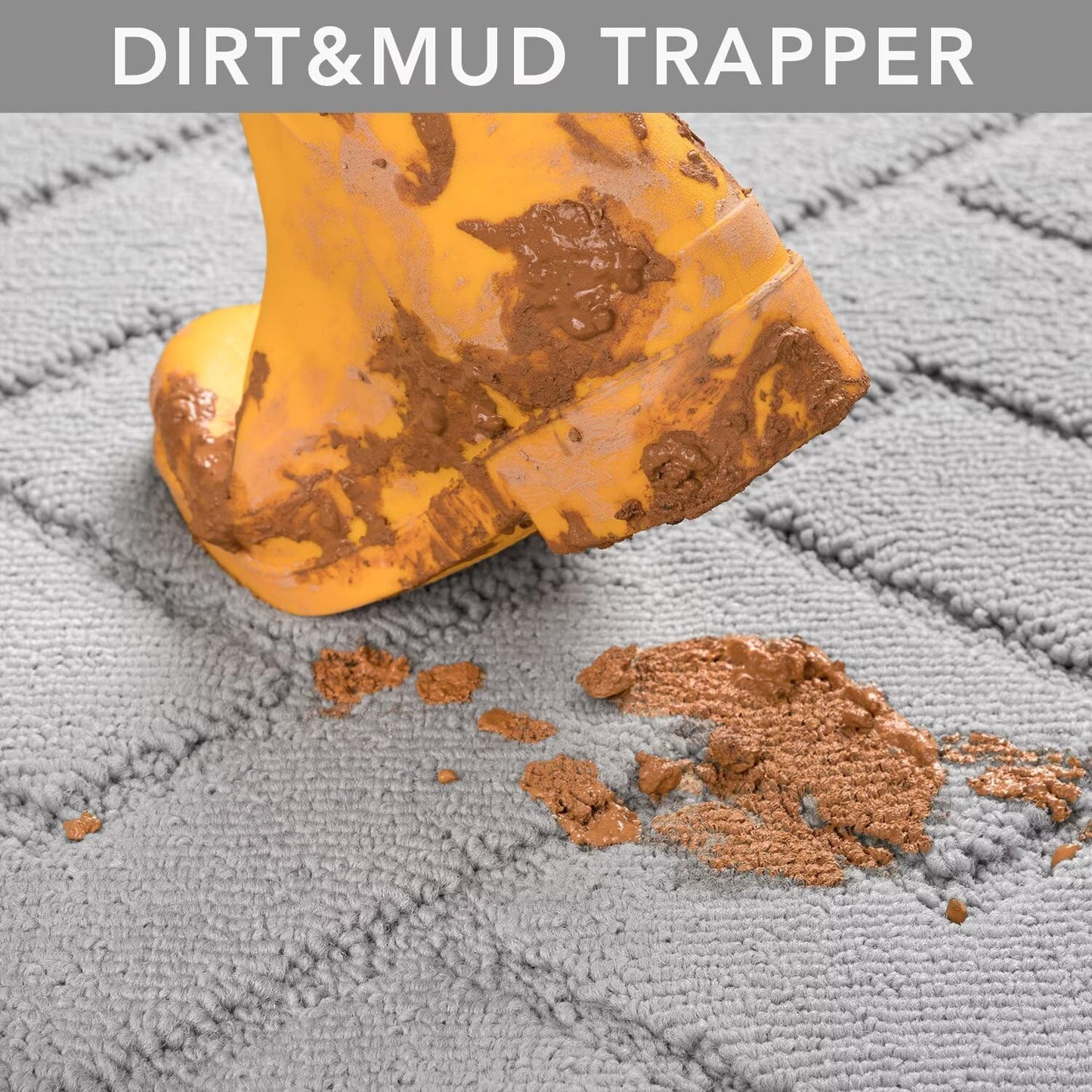 hicorfe Front Door Mat Outside Entrance,24"x35" Absorbent Muddy Dirt Resist Welcome Door Mats Outdoor Indoor,Stain and Fade Resistant,Non Slip Backing Entry Mat Doormat for Entryway (Light Grey)