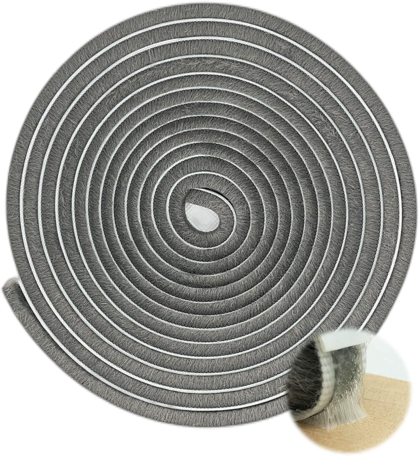 Fuzzy Weatherstripping for Window and Door Frame Side, Pile Self Adhesive Brush Weather Strip Seal Strip Sealer Felt Insulation (16ft x11/32 Backing x 9/16 Brush inch, Grey)
