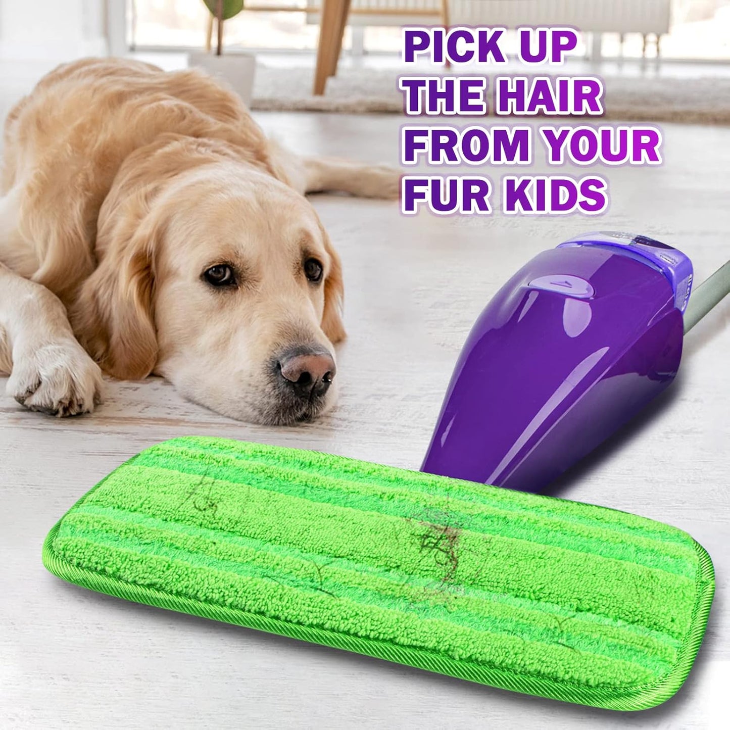 Orighty Reusable Mop Pads Compatible with Swiffer WetJet - Microfiber Pad Refill Machine Washable for Household Cleaning - Cleaning Floor Mop Head Pads Work Wet and Dry - Pack of 4