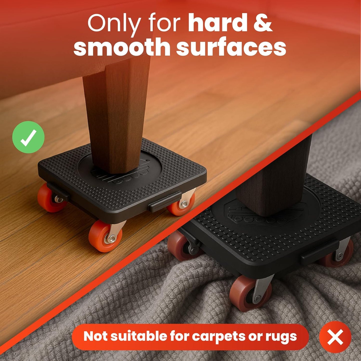 Heavy Duty Furniture Dolly Set with Lifter Tool and 5 Wheels - Capacity, 360Β° Rotating Wheels for Sofas, Refrigerators, and More (1200 LB)