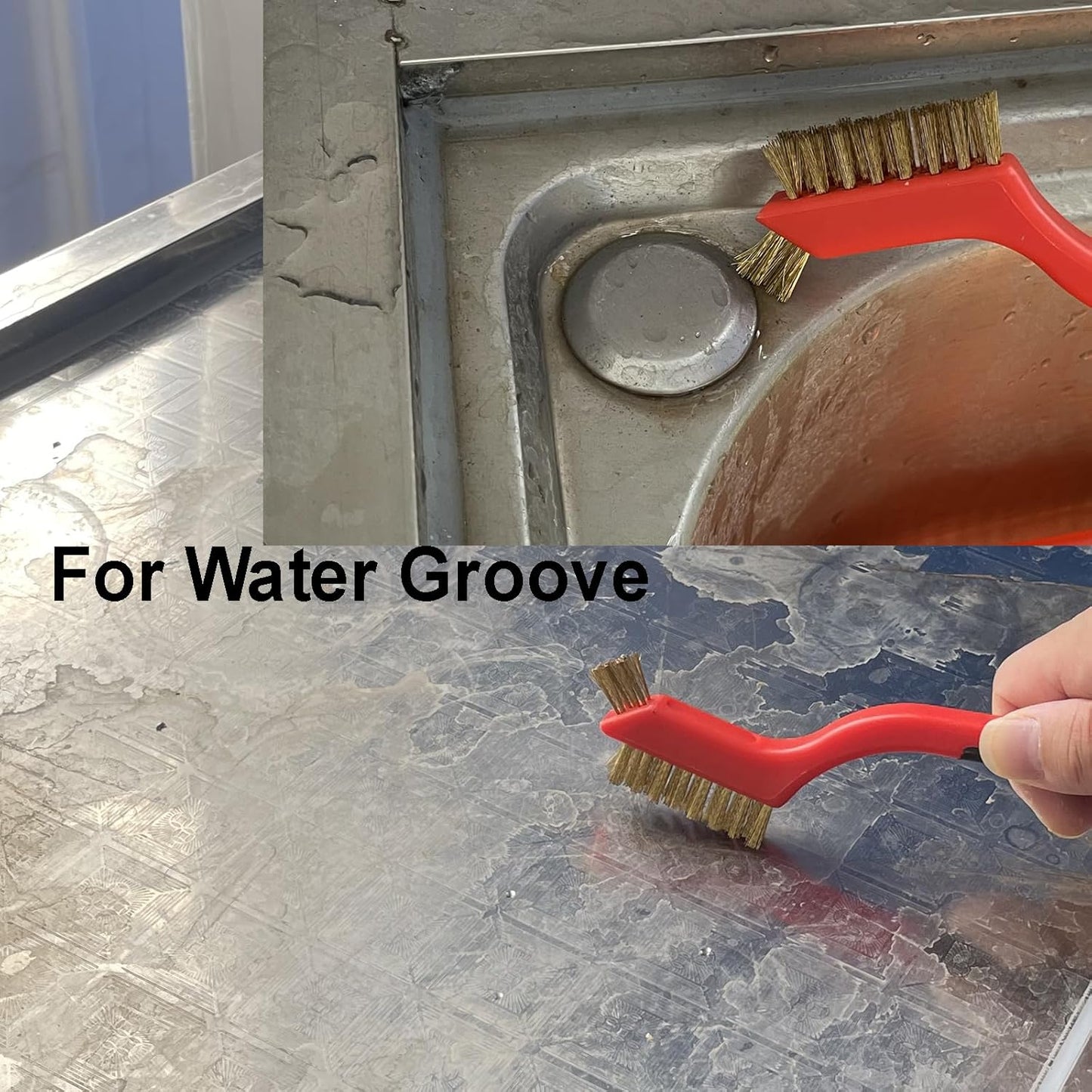 3Pcs Mini Wire Brush Set, Stainless Steel/Brass/Nylon Bristles Wire Brushes, Curved Handle Soft Grip for Rust, Dirt & Paint Scrubbing with Deep Cleaning – 7 Inches (Red)