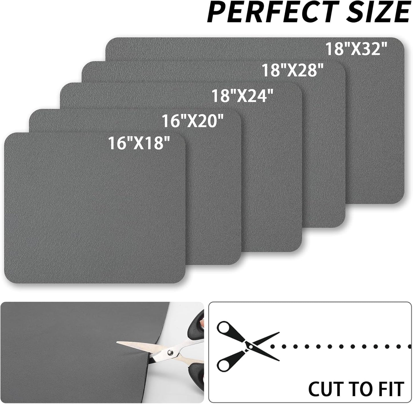 Dish Drying Mat for Kitchen Counter, Heat Resistant Drainer Mats with Non-slip Rubber Backed, Hide Stain Kitchen Super Absorbent Draining Mat, Easy to Clean Dish Rack Pad, Dark Grey 18"x28"