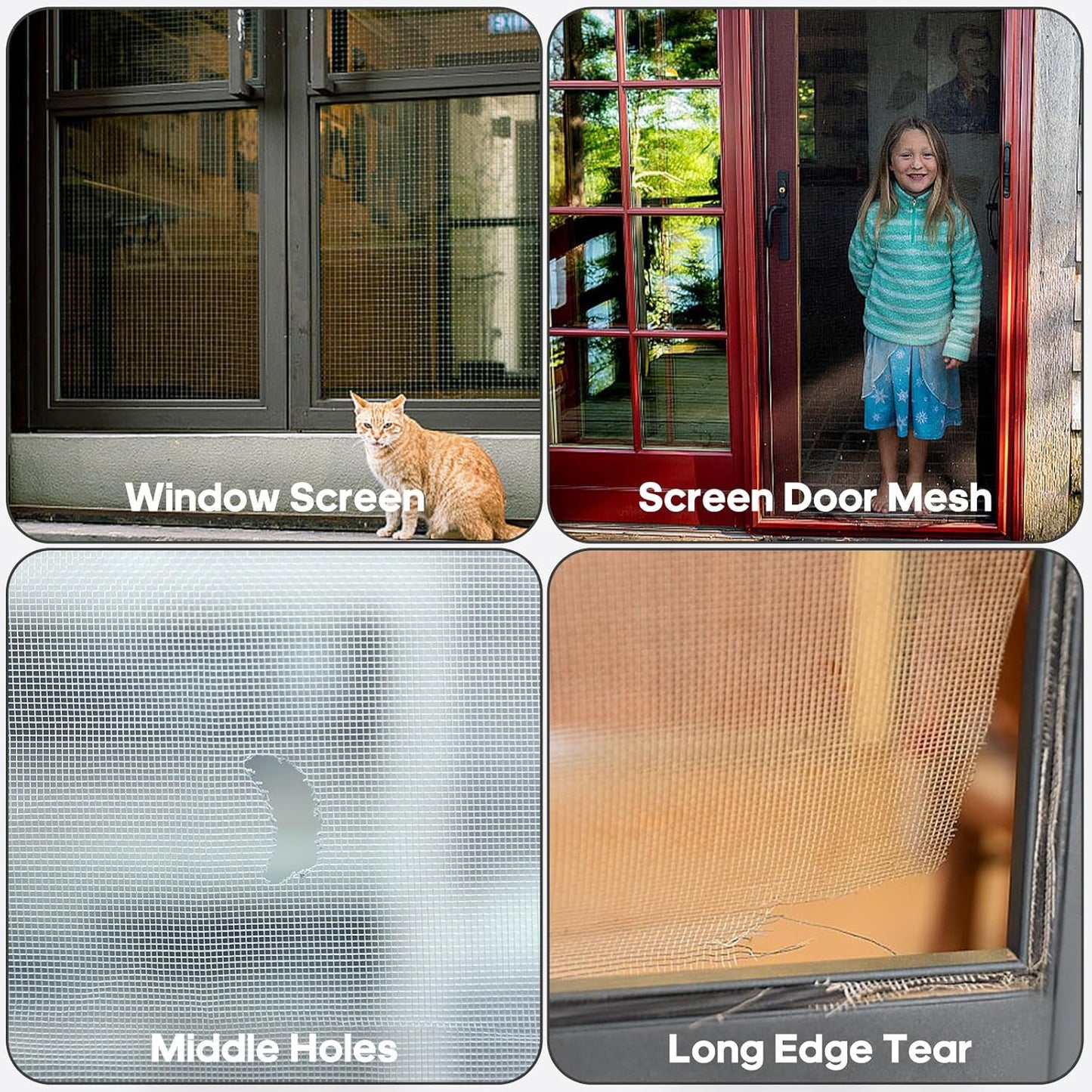 28 Sheets Window Screen Patches Repair Kit, Black 3 Sizes Window Screen Repair Kit for Mesh Screen Door, Strong Adhesive Fiberglass Quick Screen Repair Tape