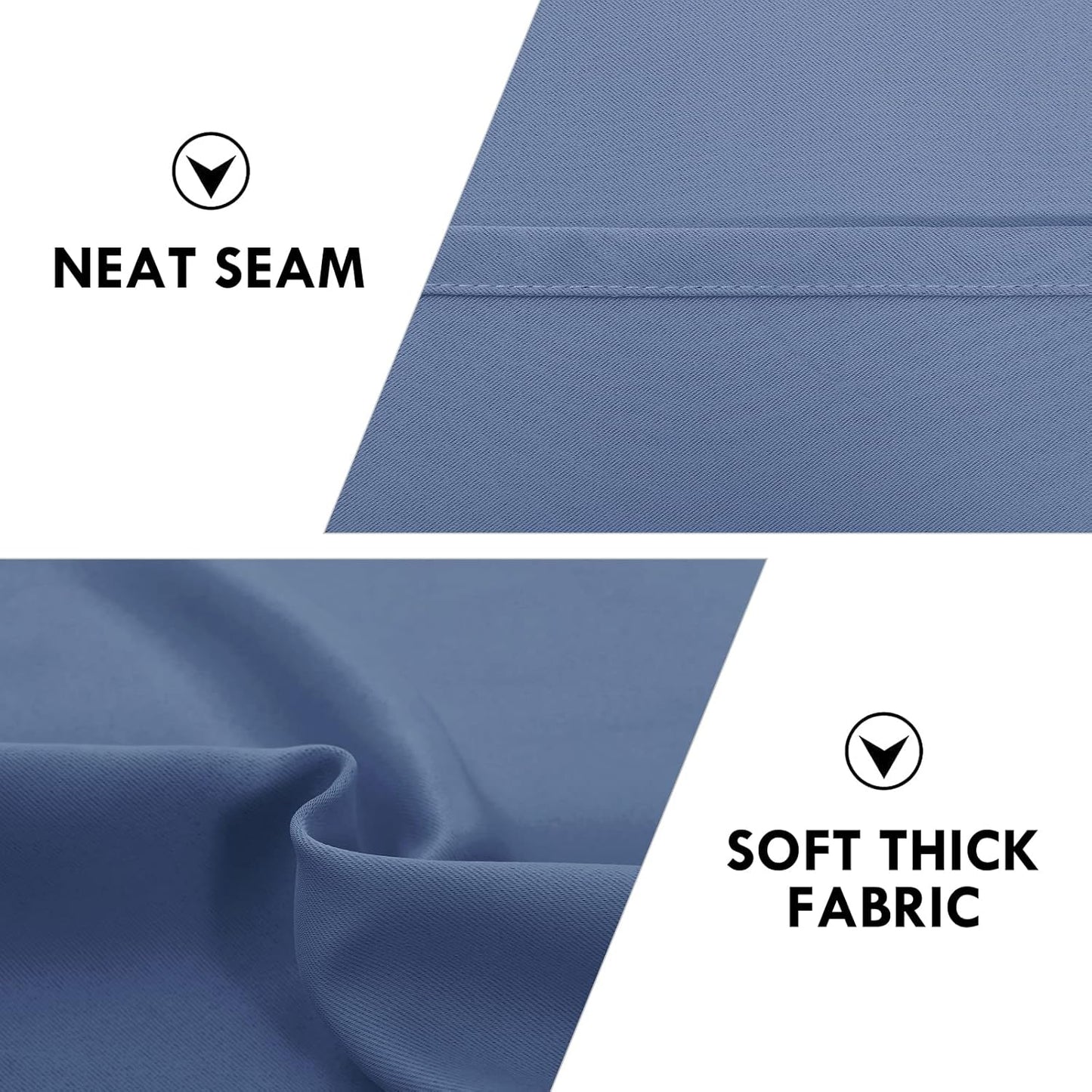 DWCN Blackout Curtains – Thermal Insulated, Energy Saving & Noise Reducing Bedroom and Living Room Curtains, Dusty Blue, W 38x L 84 Inch, Set of 2 Rod Pocket Curtain Panels