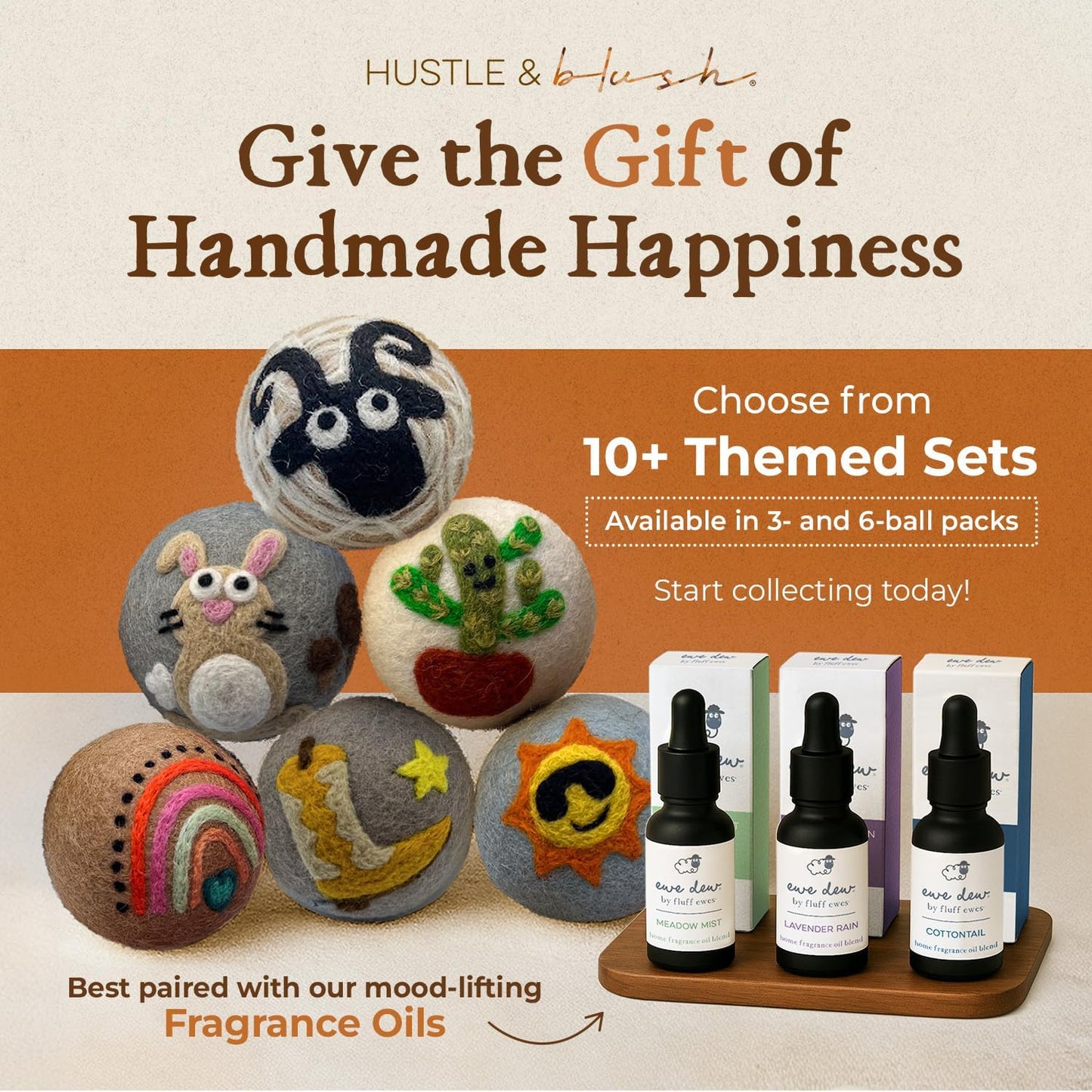 Fluff Ewes Wool Dryer Balls 6 Pack Premium New Zealand Wool Laundry Balls for Dryer, No Static Dryer Balls Laundry Reusable, XL Wool Dryer Balls Cute, Baby Dryer Balls for Dryers - Classic