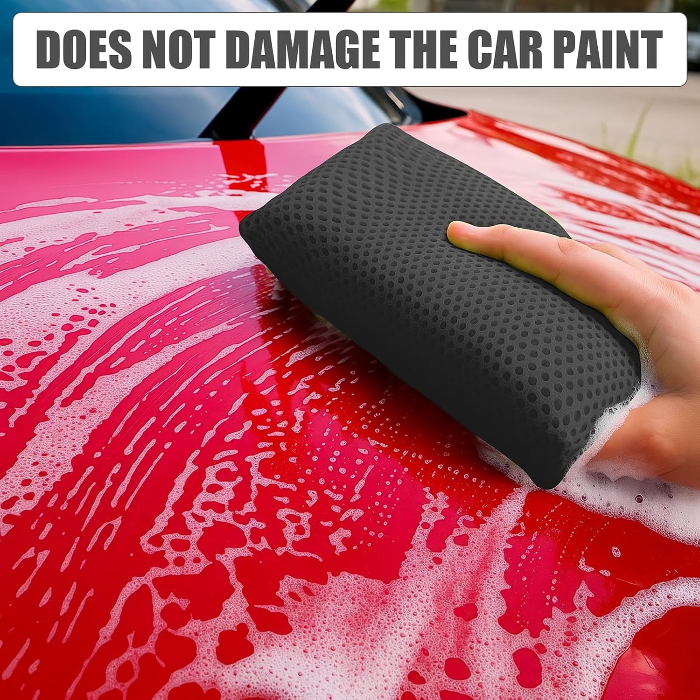 4 PCS Bug Scrubber Sponge Car, Bug Remover Wash Sponge,Car Cleaning Sponge for Bugs, Tar, Grime - Paint-Safe, Reusable Wash Sponges Kit(Gray)