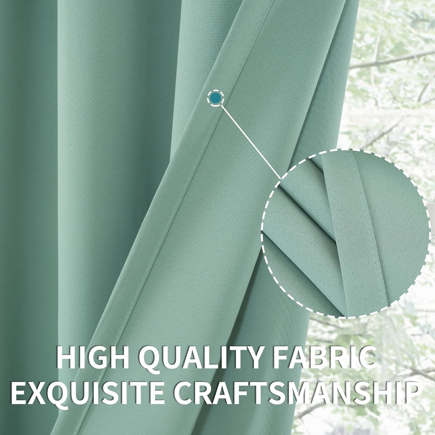 BGment Light Sage Blackout Curtains for Bedroom 63 Inches Long - Rod Pocket Thermal Insulated Room Darkening Drapes for Living Room Office Privacy Decorative, 52 x 63 Inch, 2 Panels