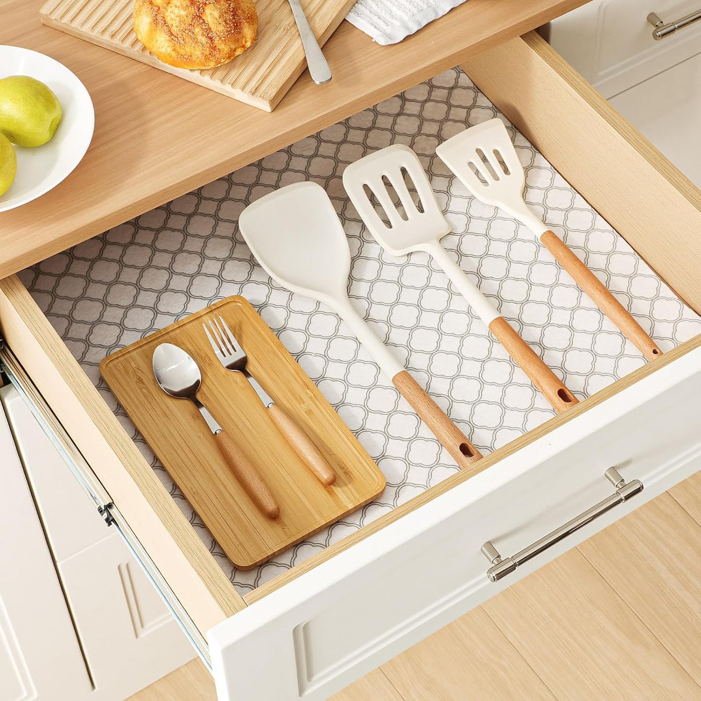 Cooyes Refrigerator Shelf Liners for French Door Fridge, 17.7" × 36" Extra Large, Non-Slip Fridge Liners Machine Washable, Refrigerator Drawer Mats for Glass Shelves Kitchen Cabinet