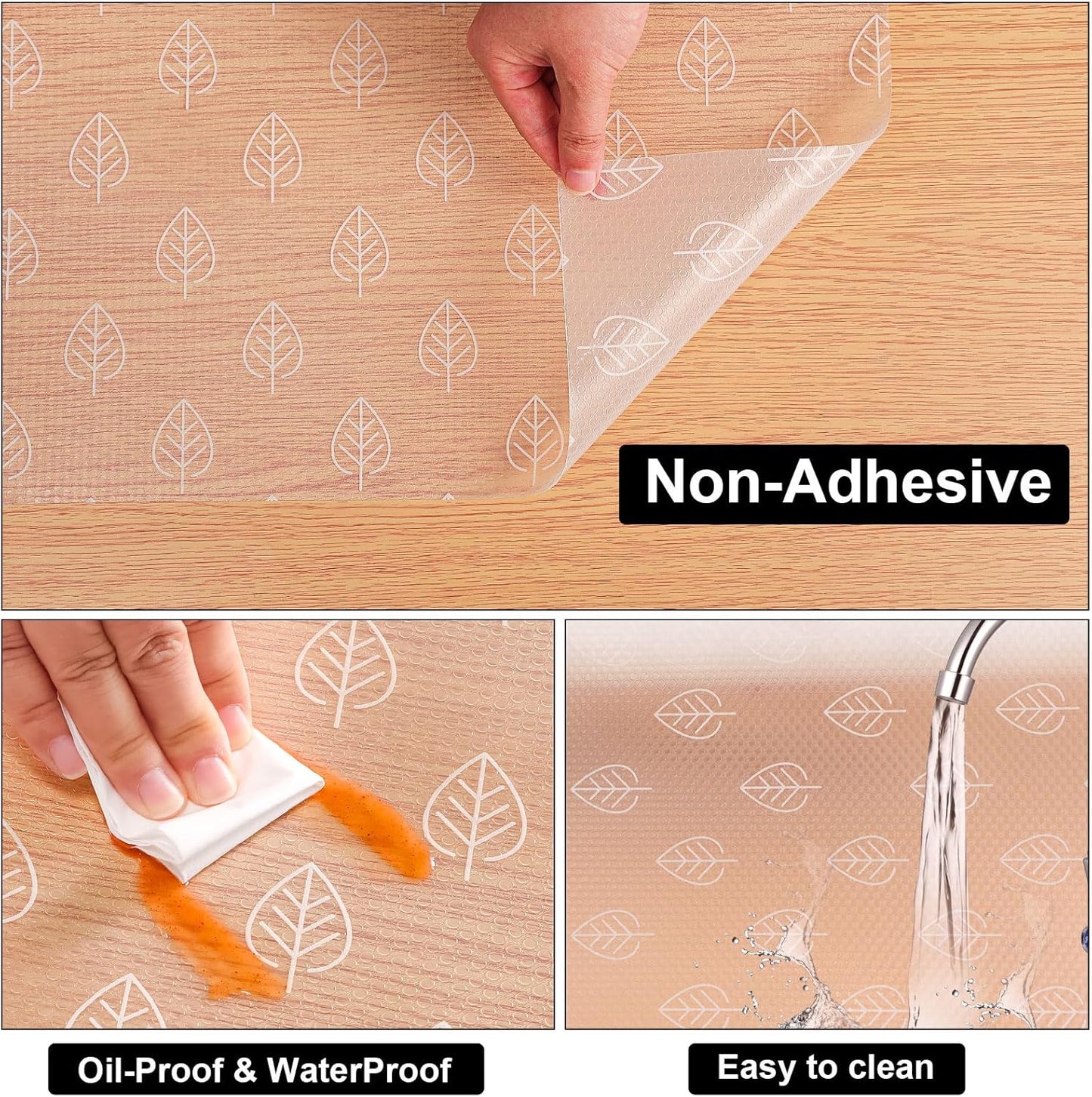 Cooyes Shelf Liners for Kitchen Cabinets Refrigerator Liners Waterproof & Oil-Proof Kitchen Cupboard Liner Drawer Mats EVA Material Non Adhesive Fridge Liner for Shelves