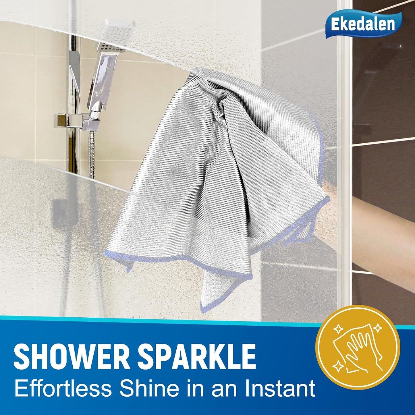 Microfiber Cleaning Cloth Polishing Glass Cleaner Absorbent Kitchen Towel Quick Drying Miracle Lint Free Rags for Household Auto Detailing Bathroom, Pack of 6, 12 x 12 Inch, Sliver-Blue