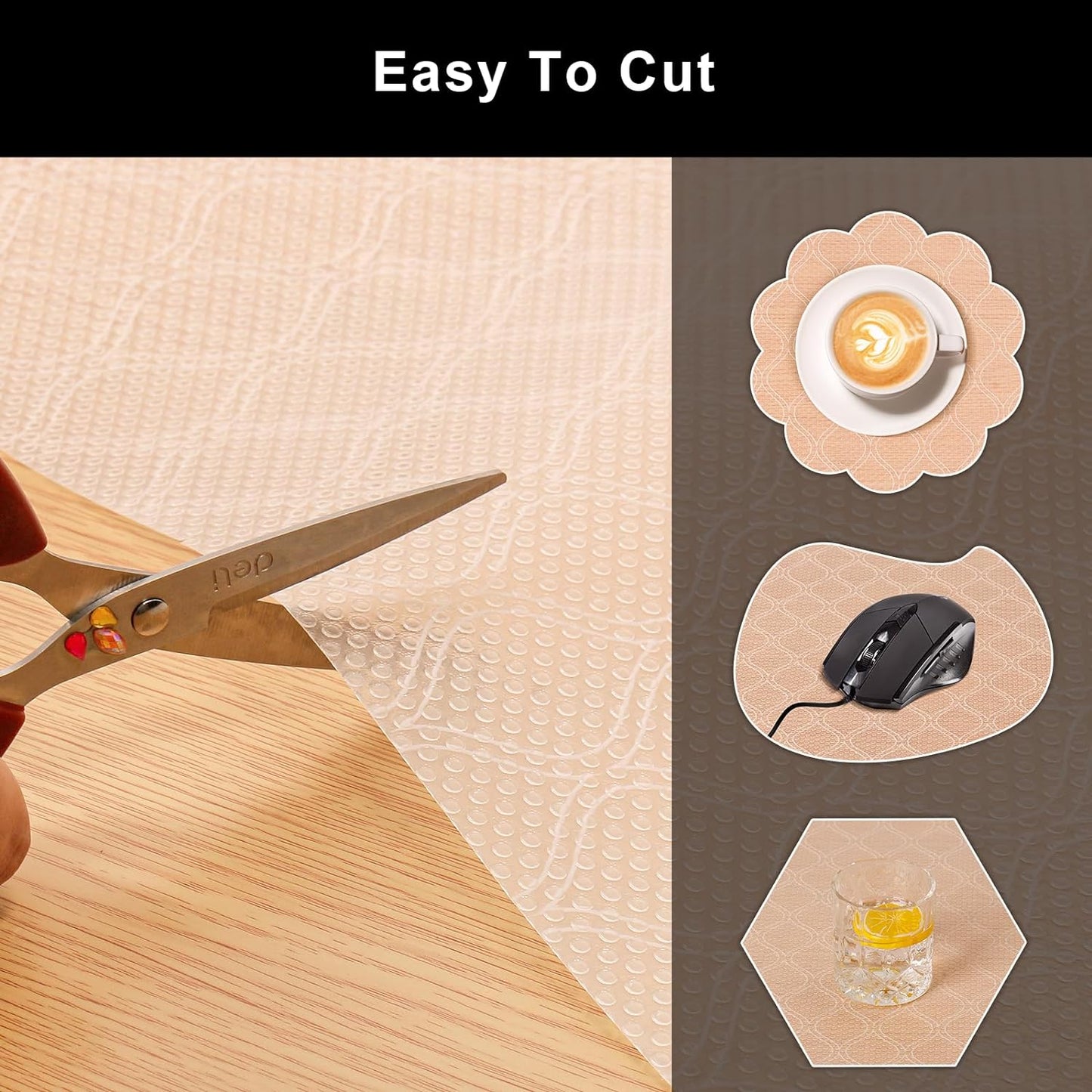 Cooyes Shelf and Drawer Liner for Kitchen Cabinets Non-Adhesive, Waterproof Non-Slip Cabinet Liners for Desk, Refrigerator, Shelves, Bathroom Drawers, Cabinet Protection