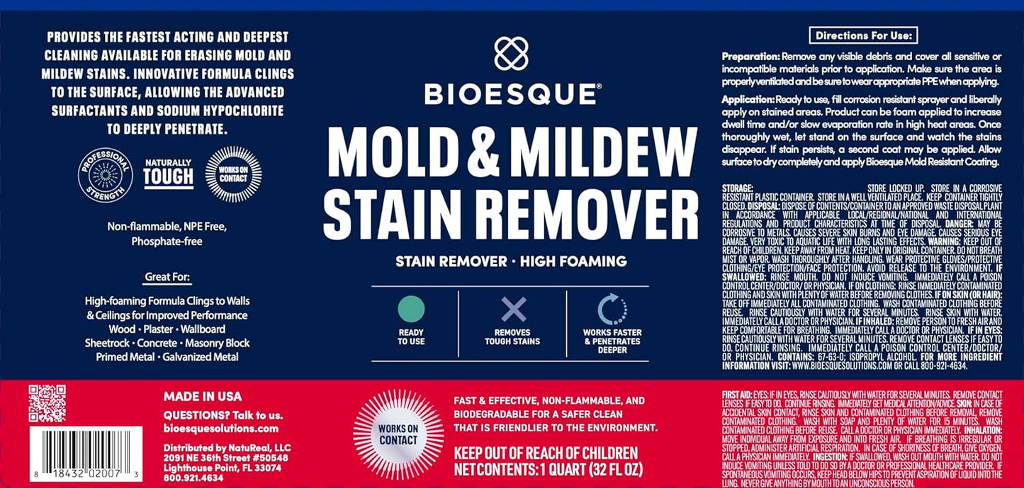 Bioesque Mold & Mildew Stain Remover, 1 Gallon (Pack of 4)