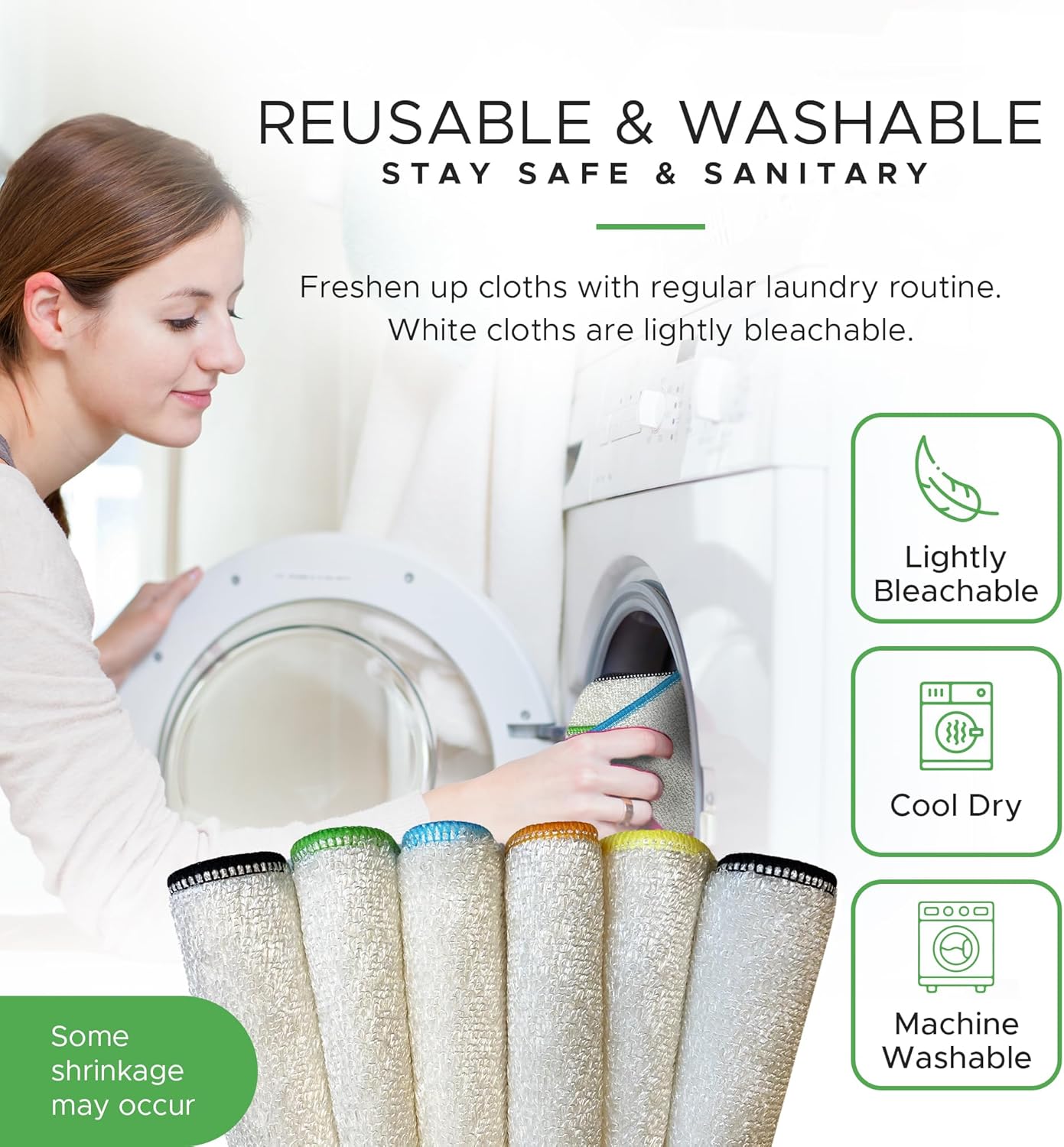 Whiffkitch Dishcloths Dishrags for Kitchen and Household Cleaning 6x7 6-Pack Non-Scratch 2-Ply Weave, Bamboo-Rayon Fabric, Absorbent, Washable, Long-Lasting