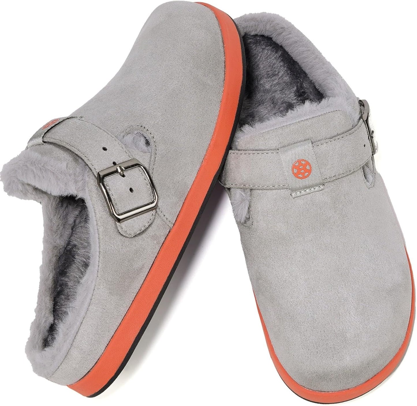 Fur Lined Clogs for Women Men Suede Winter Slippers Arch Support Slip on Mules Potato Shoes with Removable Cushion Footbed Warm Home House Shoes
