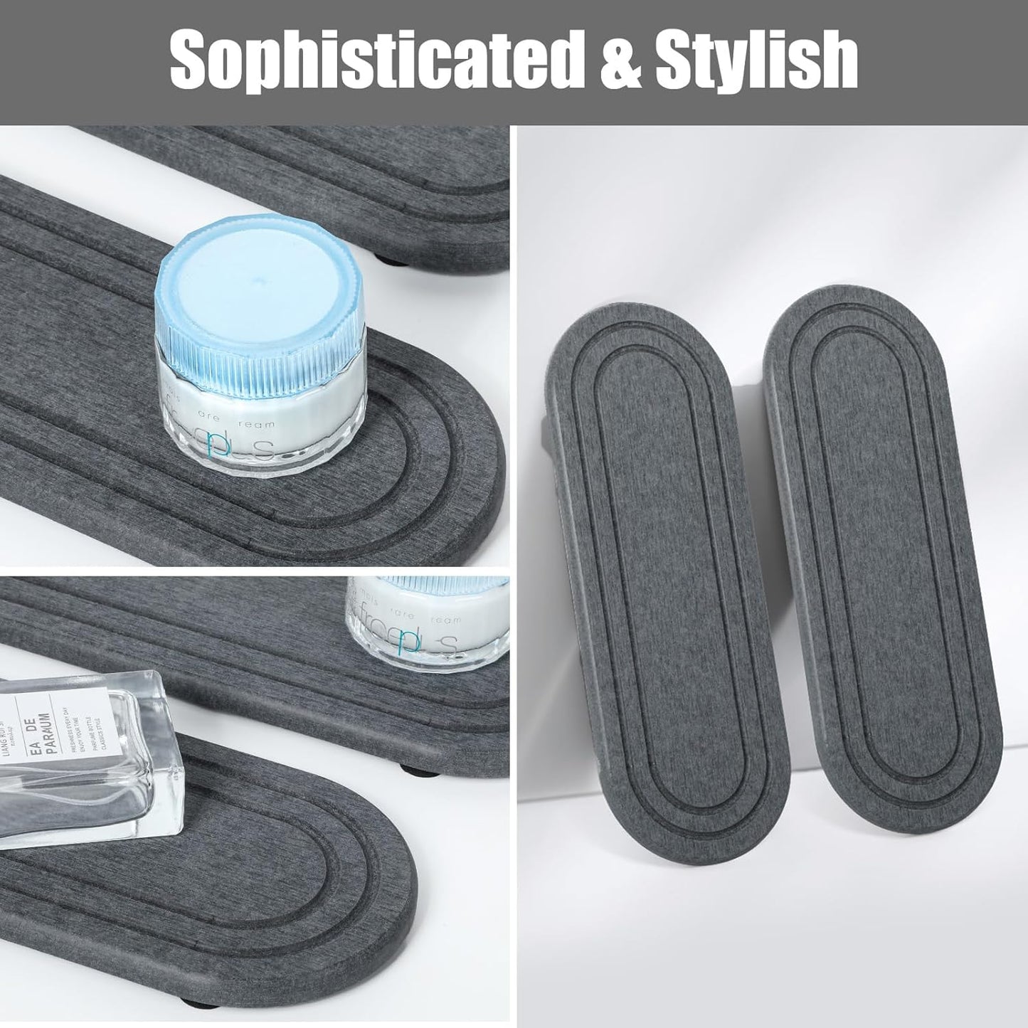 2PCS Water Absorbing Stone Tray, Fast Drying Diatomite Stone Sink Tray, Water Absorbent Diatomite Coasters, Stones Soap Trays for Kitchen Sink, Bathroom Counter Hand Soap Dish Toothbrush Holders