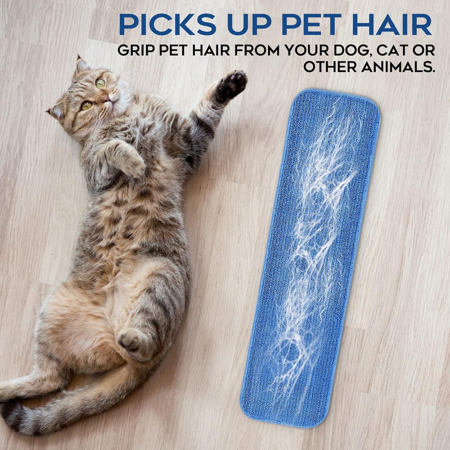 MATTHEW 18'' Microfiber Spray Mop Replacement Pads Heads for Wet Dry Reusable Mops Floor Home Commercial Cleaning Refills, Machine Washable Fits Compatible with Bona Mop&Most Spray Mops Blue (12 Pack)