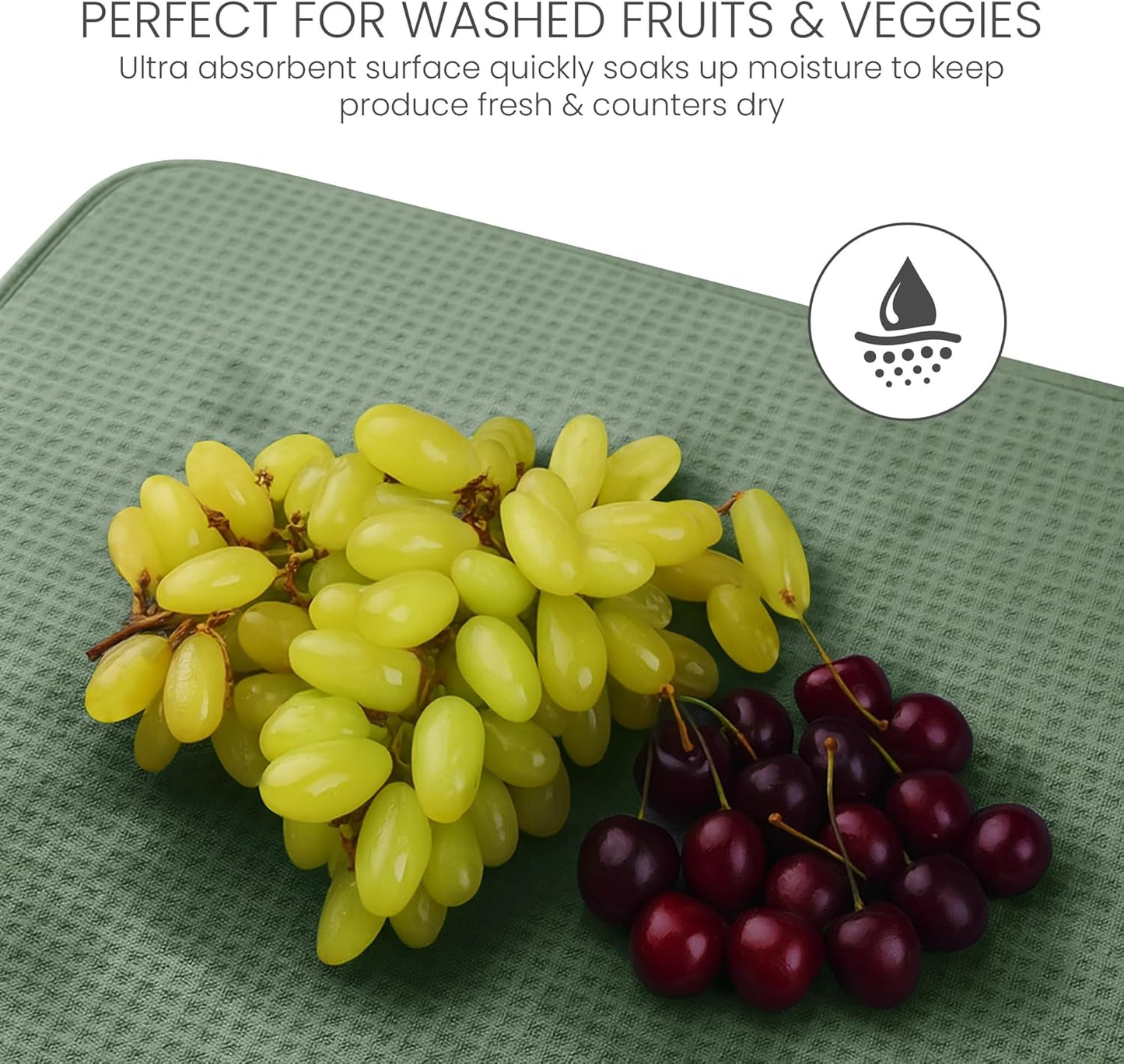 Bellemain XXL Dish Mat Microfiber Dish Drying Mat, Super absorbent (Green, 16" x 18")