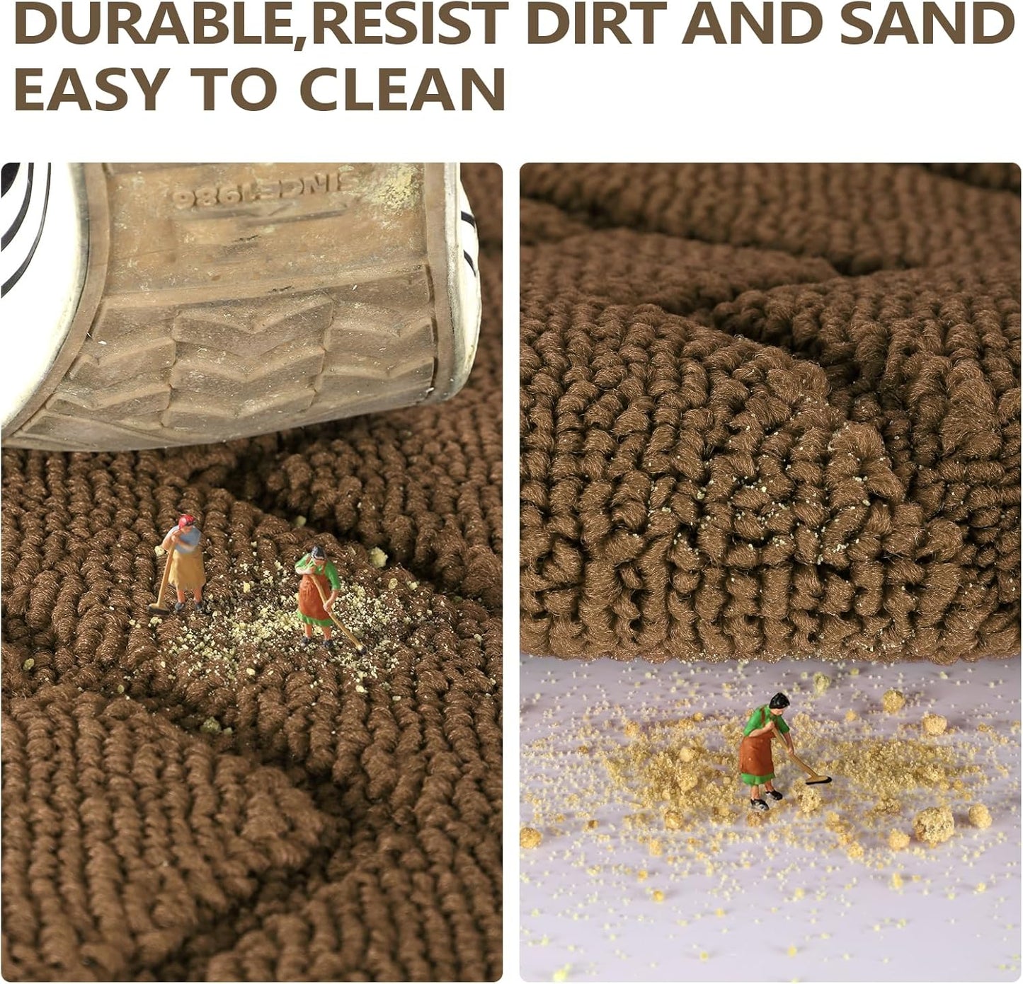 hicorfe Indoor Doormat,Front Back Door Mat TPR Backing Non Slip Mats 20"x31.5" Absorbent Resist Dirt Entrance Doormat Inside Floor for Entryway Washable Low-Profile(Dark Brown)