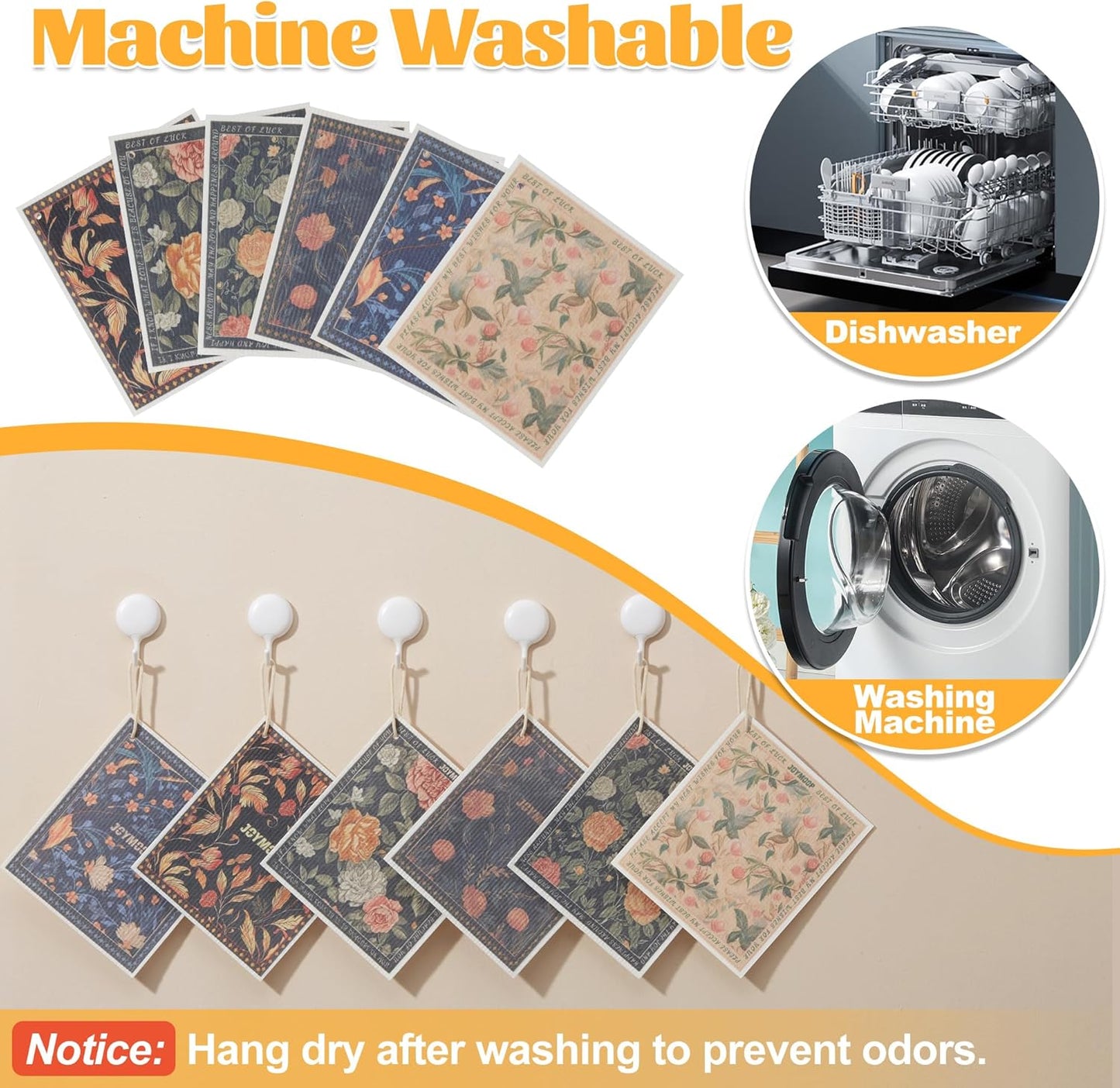 JOYMOOP 6 Pack Dishcloths for Kitchen, Reusable Paper Towels Washable, Absorbent Non-Scratch Dish Cloths for Washing Dishes, Quick-Drying Cleaning Rags for Cookware and Household, 6.7Ć7.9 Inch