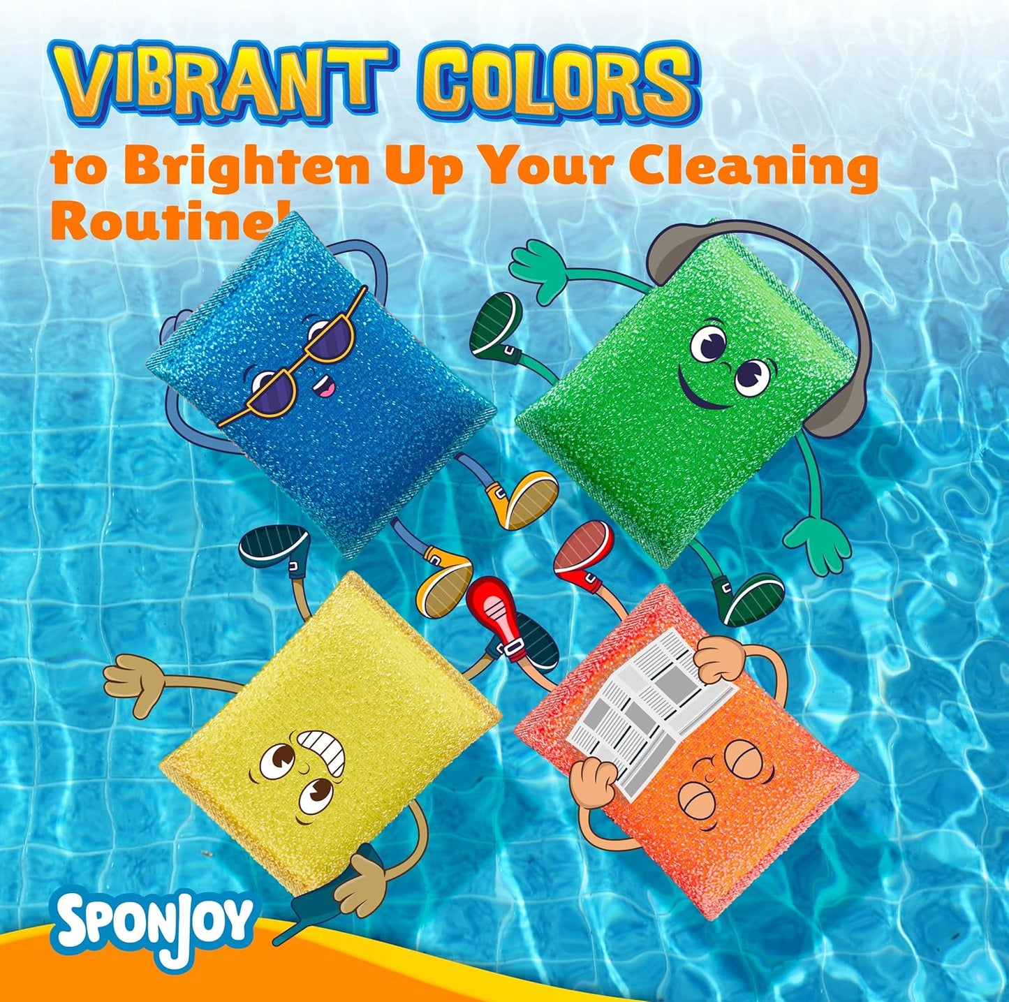 6-Pack Dish Sponges Kitchen - Colorful Kitchen Sponges for Washing Dishes, Non-Scratch & Odor-Resistant Dish Sponge Bulk, Long-Lasting & Durable for Multi-Surface Cleaning, Dishwasher Safe