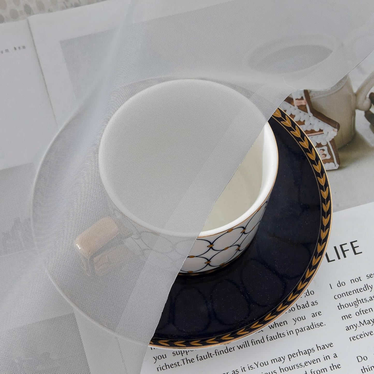 Chyhomenyc Sheer Valances for Windows 2 Pack, Small Window Curtains for Living Room Bathroom Cafe Laundry Basement, Modern Top Dual Rod Pocket Voile Curtain, 42W x 18L inches, Light Grey