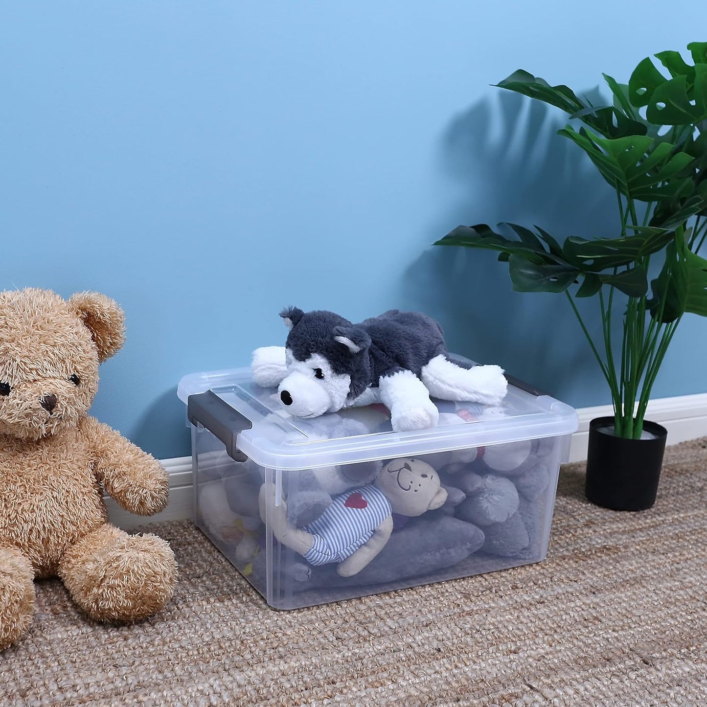 Citylife 17 QT Plastic Storage Bins with Latching Lids Stackable Storage Containers for Organizing Large Clear Storage Box for Garage, Closet, Kitchen, 4 Packs