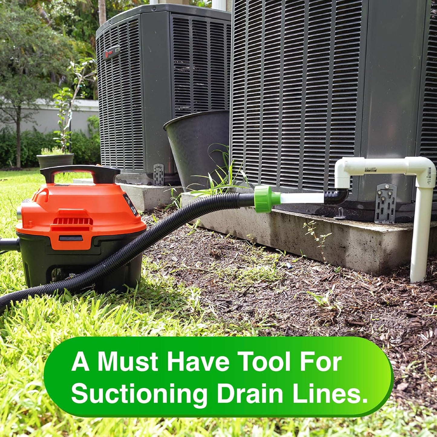 AC Drain Line Cleaner Adapter Evacuates & Unclog AC Drain Line - HVAC to PVC AC Drain Line Cleaner Tool - Universal Fit AC Drain Line Unclogger - AC Drain Line Cleaning Tool - Clear Visibility