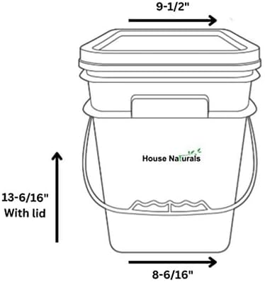 House Naturals 4 Gallon Square Food Grade Bucket Pail with Plastic Handles and Lid (Pack of 3) Made in USA containers (Purple - Black lids)