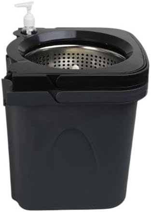 Thunder Mop Spin System - 2 Compact Stackable 6L Buckets, Microfiber Head, Stainless Steel Wringer, Antifungal Quick-Dry Cleaning, Soap Dispenser, 3 Free Refills (Black/Grey)