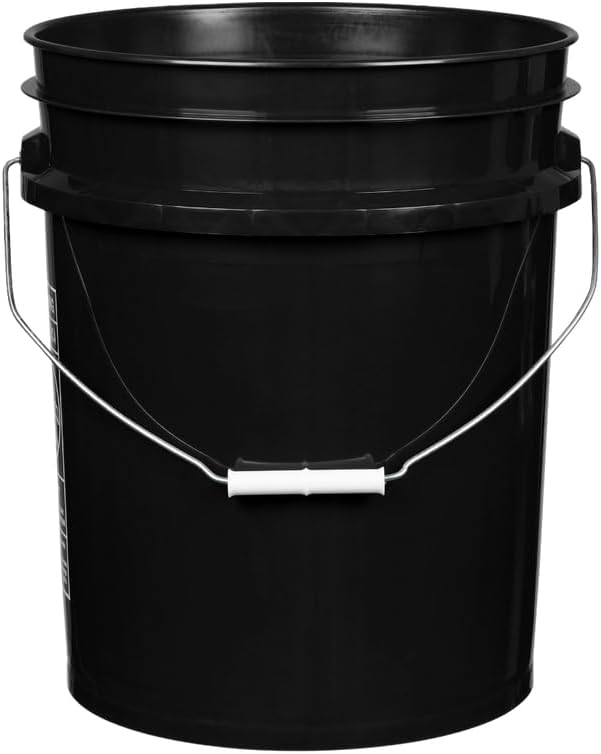 House Naturals 5 Gallon Premium HPDE Plastic Bucket - Made in USA Food Grade Storage Container, BPA Free All Purpose Pail (3, Black)