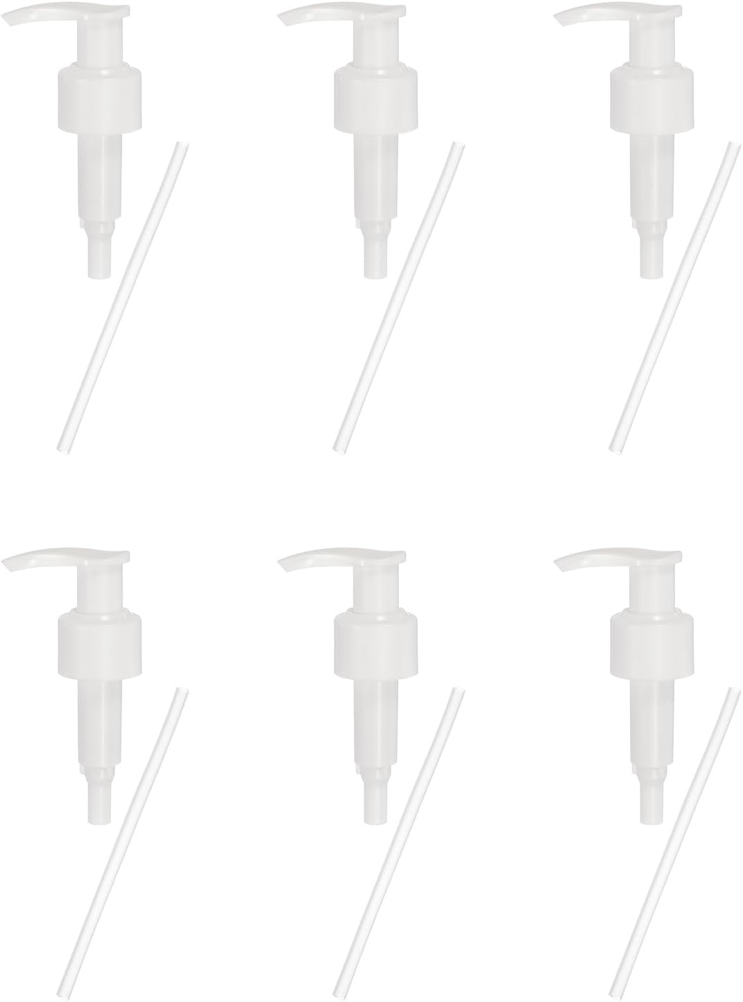 uxcell 6 Pcs Soap Dispenser Pump Heads Soap Dispensers Top Pumps Replacement Switch Pumphead for Standard 24/423 Neck Size Lotion Shampoo Bottle, White