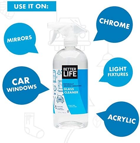 Better Life Glass Cleaner, Streak-free Window Cleaner, Surface Cleaning Spray, Mirror, Screen and Shower Door Cleaner, Removes Fingerprints, Dust, Dirt, Unscented, 32 Oz, Pack of 2