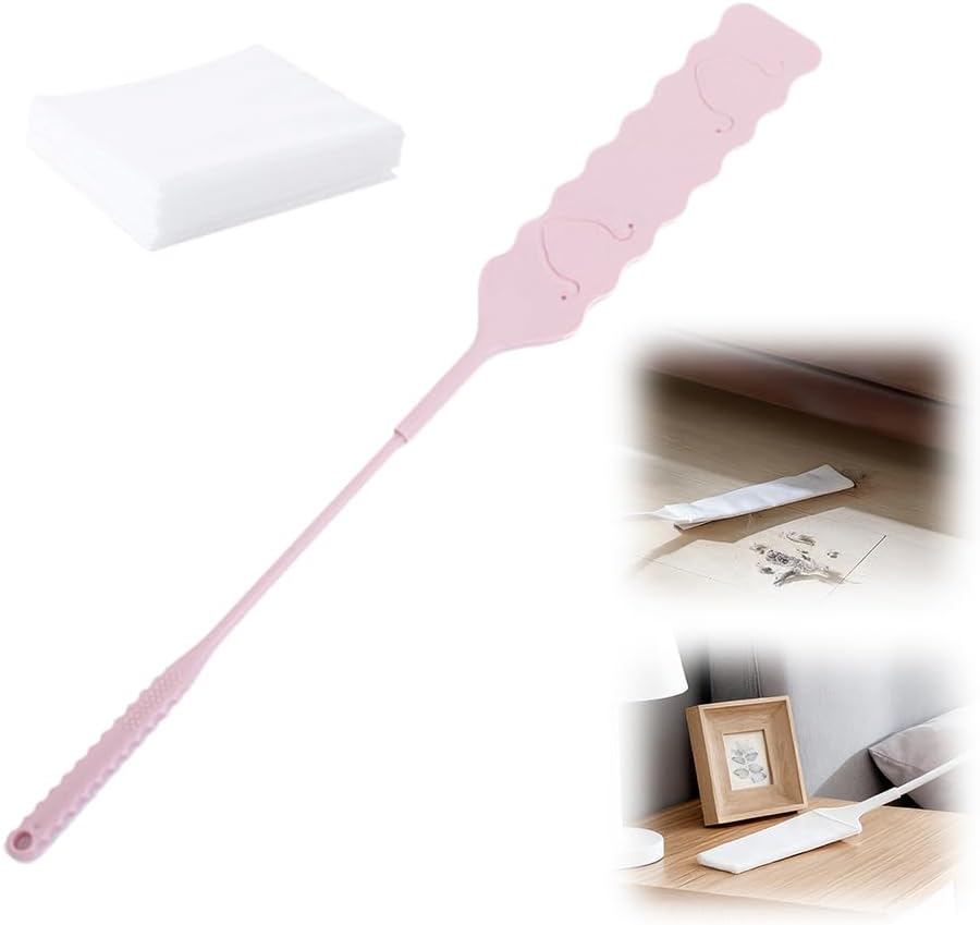 Retractable Gap Dust Cleaner, Bendable Microfiber Duster for Household Flat Duster for Under Appliances, Retractable Gap Dust Cleaning Artifact Extendable Dusters with Nonwoven Fabric (1, Pink)